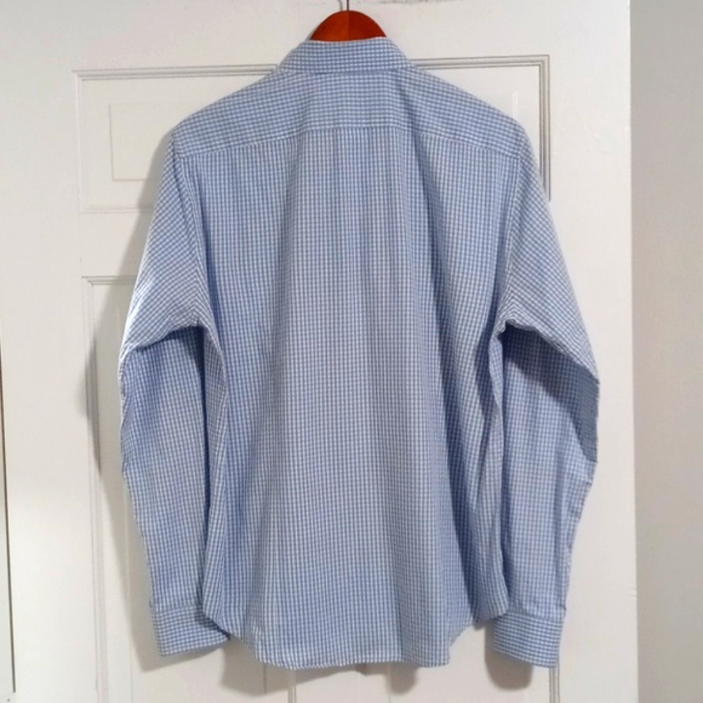 💙Theory💙 - Men's Blue/White Gingham Sylvain Amicable L/S Button Down - Picture 2 of 9